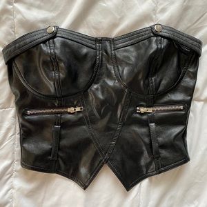 I.Am.Gia Black Leather (faux) Top